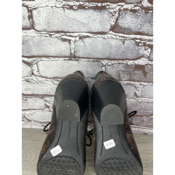 ROCKPORT Cobb Hill Rashel Dark Brown FLoral Leather Laced Booties Women 9M US/40 - Picture 8 of 16